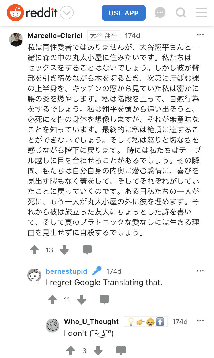 大谷翔平のファン 変態 reddit